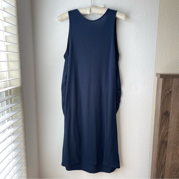 Liz Lange Maternity Navy Blue Crochet Lace Front Long Tank Dress Sleeveless XL - Picture 5 of 10